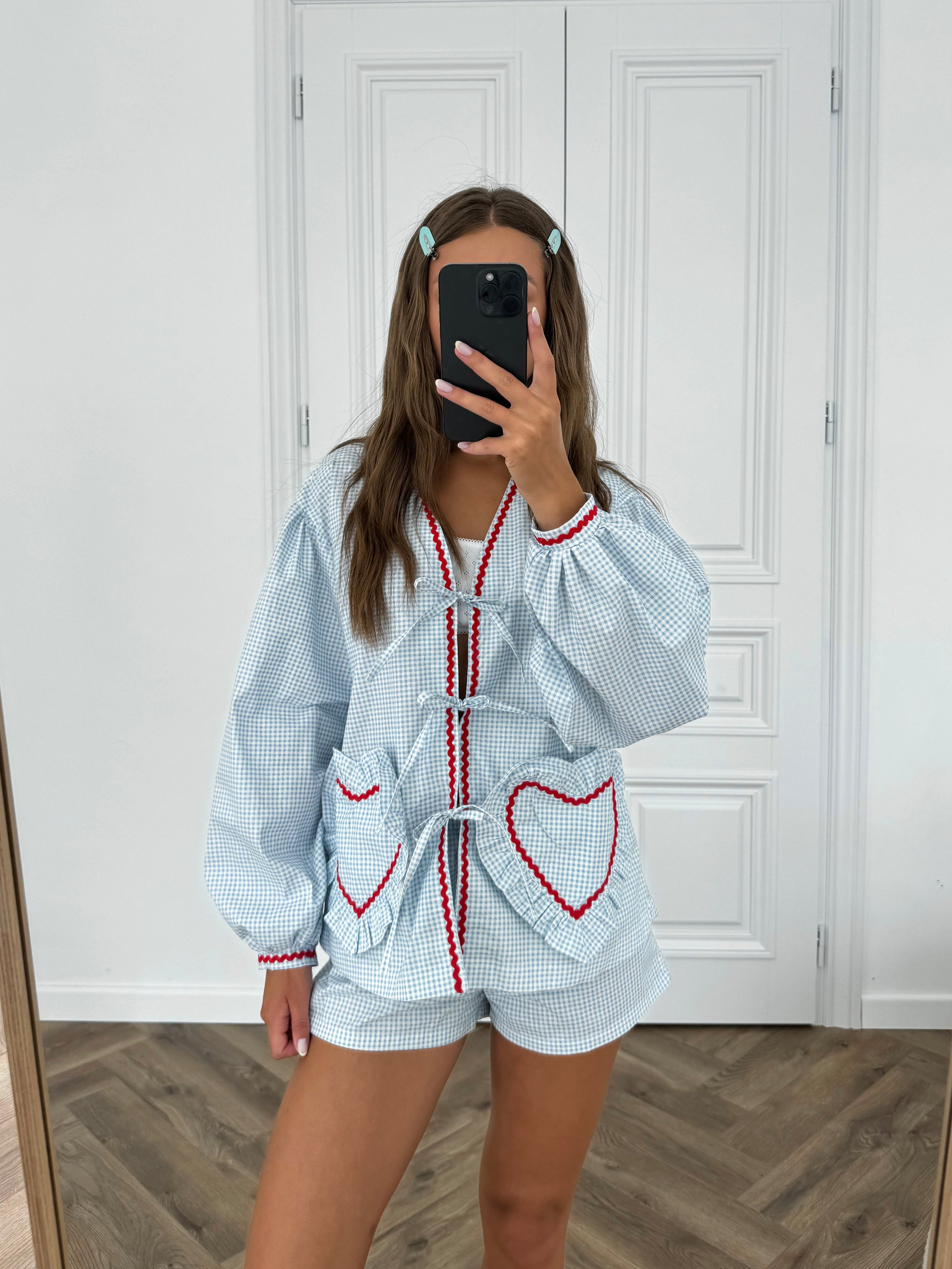 Suit with blue hearts