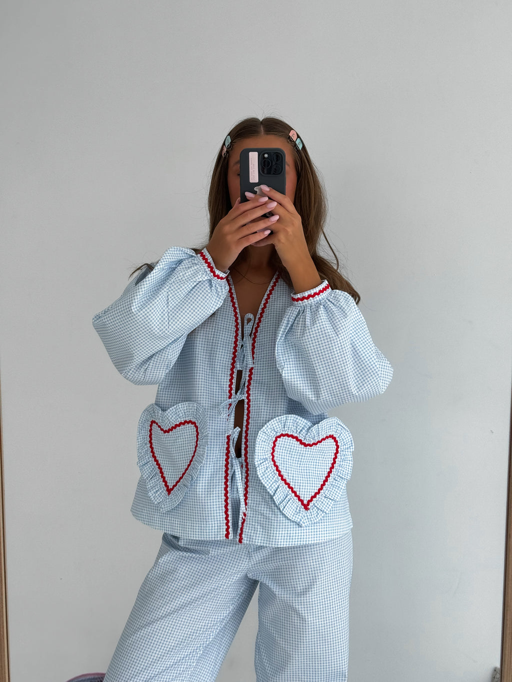 Suit with blue hearts
